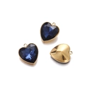 Detailed view of heart-shaped dark blue crystal pendants with polished gold-tone edges - Dark Blue Heart Pendant (13*15mm)