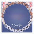 Natural stone beaded bracelet with 'BEST MOM' letter beads on gift card for Mother's Day - To My Best Mom