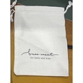 Off-white cotton drawstring pouch with base coast branding for kids on wooden surface - 10*14cm / Printed