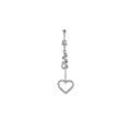 Silver stainless steel belly ring with round zircon and heart spiral dangle pendant - XY-5 Hollow Heart