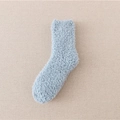Hellblaue Korallenfleece-Schlafsocken mit weichen Plüschstreifen für Damen zu Hause - Einheitsgröße / Einfarbig Blau