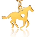 Gold-plated stainless steel horse pendant with hollow heart detail in polished finish - Gold Horse Pendant / Gold