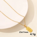 Golden moon and star mystical pendant necklace in 18k plated stainless steel - Gold Rectangle Sun Eye (S1158-G+N22-G)