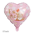 17-inch pink heart foil balloon with Es Niña baby girl design for baby shower - 17 Inch Floral Girl Spanish Heart