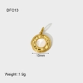 Detail of 14K gold plated shell pendant with white mother of pearl inlay, 15mm diameter - DFC13 Round MOP