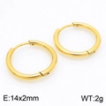 Classic 14x2mm golden stainless steel round hoop earrings for men and women - 14*2mm Gold Ke113170-zz / A Pair Of [inner Diameters]