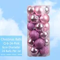 Set van 24 roze kerstballen van 6 cm, glanzend en mat, in een transparante koker - Roze
