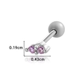 Pink marquise stone stud earring in silver stainless steel with 0.43cm width detail - Silver Purple