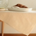 Beige waffle weave cotton linen table runner with stitched edges on wooden table - 30*40cm / Off White