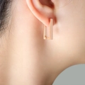 Orecchini a cerchio quadrati in oro rosa in stile francese minimalista chic - Lungo (Larghezza 11mm) / Oro rosa