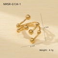 Vista dettagliata che mostra le dimensioni 2,7 cm x 2,1 cm dell'anello a spirale dorato - Stile Spirale con Perline Multistrato (NMSR-G134-1)