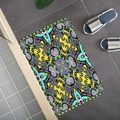Tappetino rettangolare in flanella con motivo mandala colorato e trama geometrica - 40x60cm / Mandala Geometrico Viola Verde