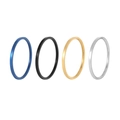 Set of four minimalist stainless steel round rings in blue, black, gold and silver finishes - Size 6 / Multicolor Set