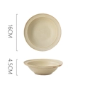 Handmade ceramic pasta bowl in beige with spiral texture and 16cm diameter size - Spiral Straw Hat Bowl