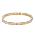 Elegant gold-tone tennis bracelet with baguette-cut AAA cubic zirconia stones - Rectangular 2*4mm / Gold