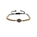 Verstellbares Evil Eye Armband mit vergoldeten Perlen und blauen Akzentsteinen - Goldperlen Schwarzes Seil