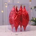 Lot de 4 pendentifs de Noël rouges en forme de goutte avec motifs flocon et fini métal - Glaçon Rouge (Lot de 4)