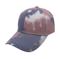 Detailed view of tie-dye baseball cap with colorful purple and pink swirl patterns - Adjustable / Purple Pink Gray White Tie-Dye (Style 7)