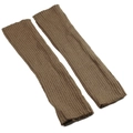 Detail of brown ribbed knit leg warmers showing high-quality wool-like texture - Khaki