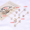 Elegant gold safety pins with white pearls and crystals in 8.0cm, 7.0cm and 4.5cm sizes - Butterfly And Transparent Flower Design