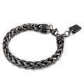 Men's punk wheat chain bracelet in vintage silver finish with lobster clasp - Style D / Gunmetal