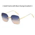 Gafas de sol cuadradas sin montura con marco dorado y lentes degradadas azul y té - Montura Dorada Degradado Azul Té