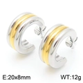 Boucles d'oreilles créoles C bicolores en acier inoxydable argent et or, 20x8mm - Style B Bicolore / Or/Argent Mélangé