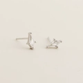 Elegante S925 Sterling Silber Creolen mit Zirkonia-Steinen im Rauten-Schliff - 925er Silber / Platin (Ohrstecker)