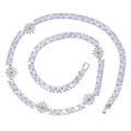Collar de cadena tennis plateada con circonitas blancas y colgantes de ojos verdes - 46cm / Plateado