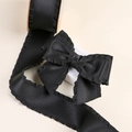 Elegant black ruffle edge satin ribbon roll with a handmade bow for DIY crafts and decor - 2.5CM (10 Yards/Roll) / Jazz Black