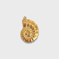 Golden ammonite shell pendant with spiral texture for jewelry making and necklace DIY - Conch
