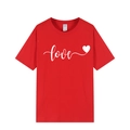 Short sleeve red t-shirt for women with white love script and heart graphic - XS / Red 318 (White Print)