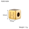 Close-up of golden cubic H-letter charm with high-polished steel finish for jewelry DIY - Letter H / Gold