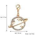 Golden planet pendant with rhinestones and dimensions 4cm x 3cm on white background - Rhinestone Inlaid Planet Pendant