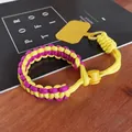 Adjustable purple and yellow braided wrist strap for phone with secure connection patch - Short [Yellow & Rose & Purple] Adjustable Braided Lanyard + Yellow Patch