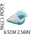 Conch sea shell embroidered patch with 4.5x6.5cm size dimensions on white background - Cyan Conch Style