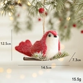 Christmas bird hanging decoration in red knitted fabric with pine needles and berries - Red Bird on Branch