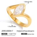 Detailed view of marquise-cut zircon ring in waterproof gold-plated stainless steel - Marquise Cut Zirconia Style (JDR0108004-7) / Gold