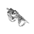 Detail van zilveren schorpioen pantserring met dubbele ringstructuur en punk kristal - Type E-Schorpioen Gearticuleerde Ring