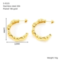 Detailgegevens van 32mm 18k vergulde bamboe oorringen van duurzaam roestvrij staal - Bamboe Verbinding Ring Stijl (SE225G)