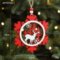 Hollow wooden snowflake ornament with red reindeer silhouette and decorative beads - Red Snowflake Style