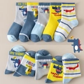 5-pack children's cotton mid-tube socks featuring cartoon crocodile and striped patterns - Flat Panel Ds Dragon / 3-5 Years (Feet length 13-15cm)