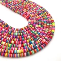 Strands of 4-6mm colorful polymer clay disk beads for DIY bracelet jewelry making - Mixed Colors