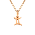 Minimalist Gemini zodiac necklace in polished rose gold stainless steel finish - Gemini-Rose Gold