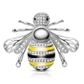 Bee brooch pendant with yellow enamel stripes and pavé cubic zirconia wings - Silver Pave Zircon Enamel Bee (K1144SI)