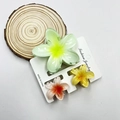 Three-piece set of plumeria flower hair claws in green, yellow, and pink-orange colors - Mixed Color Set #3 (includes Cards)