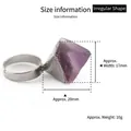 Adjustable silver ring with irregular natural purple fluorite crystal 17x20mm stone - Adjustable Open / Silver Natural Purple Fluorite