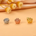 Vue détaillée des boucles d'oreilles rose en argent, or rose et or avec finition métallique - 2# (Rose)