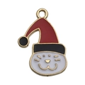 Ciondolo gatto di Natale in smalto dorato per la creazione di gioielli fai da te - Pupazzo di Neve di Natale (14201) / 1 Pezzo (14x20mm)