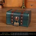 Vintage emerald wood jewelry box with three-digit combination lock and bronze rivets - Emerald-combination Lock